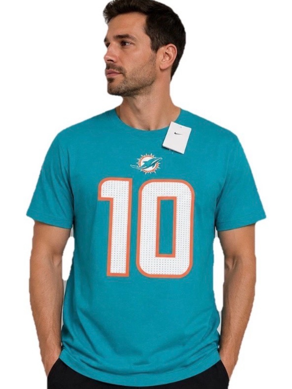 Nike Miami Dolphins Tyreek Hill #10 Aqua T-Shirt Men’s L NFL New Tags